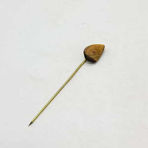 Gold Tone Natural Brown Tigers Eye Stone Stick Pin Antique Vintage